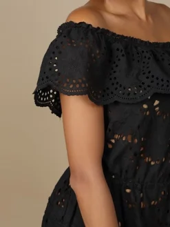 Baumwolle Lochspitze Sommerkleid GLADYS schwarz von Marjolaine