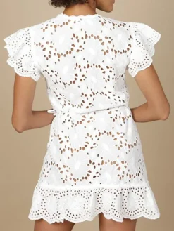Baumwolle Lochspitze Tunika GLADYS naturweiß von Marjolaine