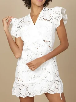Baumwolle Lochspitze Tunika GLADYS naturweiß von Marjolaine