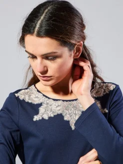 Baumwolle Schlafanzug AVA nachtblau von Fürstenberg