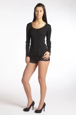 Bettjacke gerippt CURACAO Seide mit Spitze von Gattina