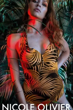 Bügel-Badeanzug TOTEM schwarz-sand von Nicole Olivier