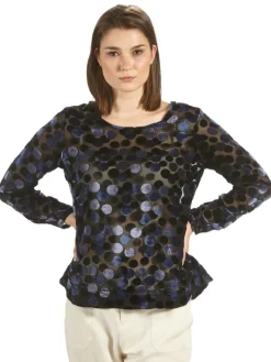 Blusenshirt SAMT schwarz-blau von Kokon Zwo mit Seide