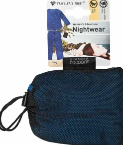 Damen  REISE SCHLAFANZUG lang Seide-Baumwolle Traveler´s Tree®