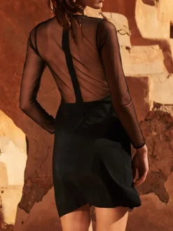 Feinjersey Kleid THESS 61schwarz mit Tüllärmeln von Pain de Sucre