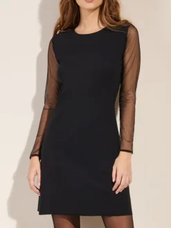 Feinjersey Kleid THESS 61schwarz mit Tüllärmeln von Pain de Sucre