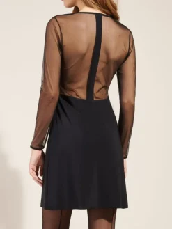 Feinjersey Kleid THESS 61schwarz mit Tüllärmeln von Pain de Sucre