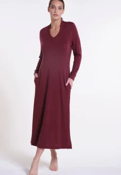 Feinstrick Kleid lang LOUNGE No. 3 bordeaux Viscosemix von Verdiani