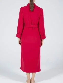 Fleece Morgenmantel lang LAMPONE himbeer-rot von Verdiani mit Viscose