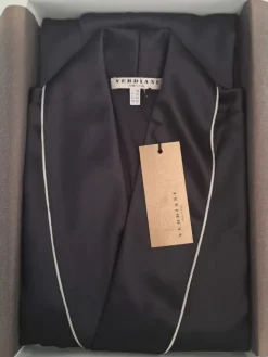 Herren Morgenmantel 100% Seide PURA SETA mit Biese Verdiani Man