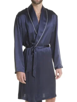 Herren Morgenmantel 100% Seide PURA SETA mit Biese Verdiani Man