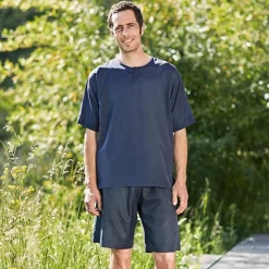 Herren REISE SCHLAFANZUG kurz Seide-Baumwolle Traveler´s Tree®