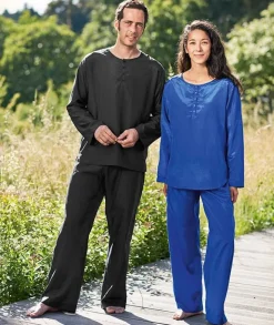 Herren REISE-SCHLAFANZUG lang Seide-Baumwolle Traveler´s Tree®