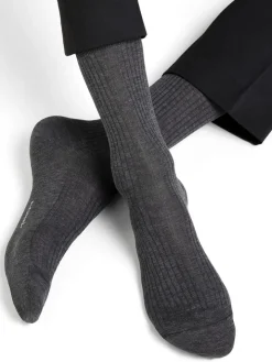 Herren Seidensocken gerippt mit 69% Seide von Bleuforêt