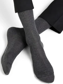 Herren Seidensocken gerippt mit 69% Seide von Bleuforêt