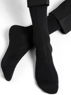 Herren Socken breite Rippe mit Merino von Bleuforet