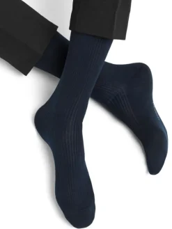Herren Socken mit Merinowolle gerippt von Bleuforet