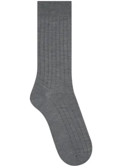 Herren Socken uni breite Rippe mit Merino von Bleuforêt