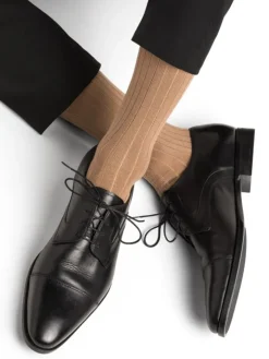 Herren Socken uni breite Rippe mit Merino von Bleuforêt