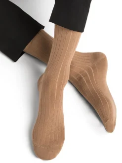 Herren Socken uni gerippt mit Merino von Bleuforêt