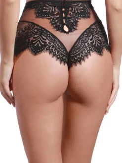 High Waist Brazilian Slip BLACK SWAN mit Spitze von Prelude Milano