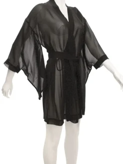 Kimono 100% Seide FIDJI MOUSSELIN schwarz von Marjolaine