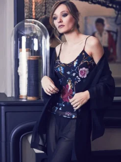 Kimono 100% Seide FIDJI MOUSSELIN schwarz von Marjolaine