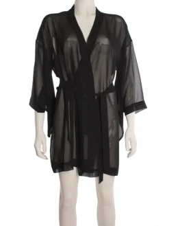 Kimono 100% Seide FIDJI MOUSSELIN schwarz von Marjolaine