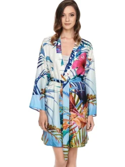 Kimono Baumwolle mit Seide LIV weiß bunt von Gattina