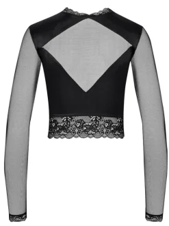 Langarm Minitop DIAMANT Satin schwarz von Cadolle