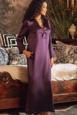 Langarm Nachtkleid 100% Seide POLLY lang von Marjolaine