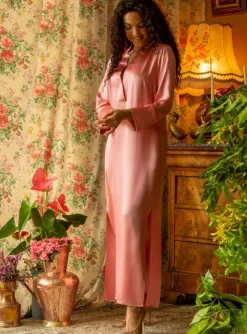 Langarm Nachtkleid 100% Seide POLLY lang Satin Marjolaine