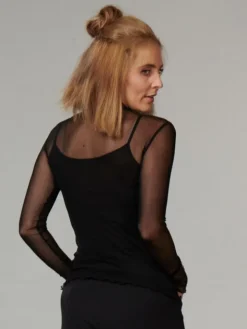 Langarm Rollkragen Shirt NETZTÜLL 100% Seide Kokon Zwo