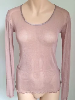 Langarm Rundhals Shirt NETZTÜLL 100% Seide von Kokon Zwo