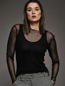 Langarm U-Boot Shirt NETZTÜLL 100% Seide von Kokon Zwo