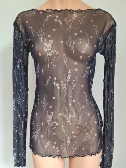 Langarm U-Boot Shirt NETZTÜLL 100% Seide von Kokon Zwo