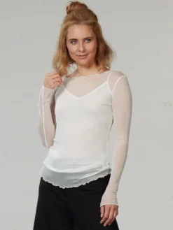 Langarm U-Boot Shirt NETZTÜLL 100% Seide von Kokon Zwo