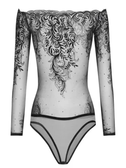 Langarm-Body ARABESQUE Tüll schwarz von Cadolle