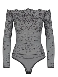 Langarm-Body COEUR Spitze schwarz von Cadolle