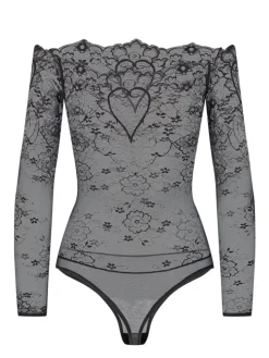 Langarm-Body COEUR Spitze schwarz von Cadolle