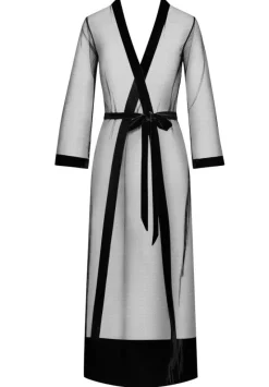 Langer Morgenmantel KIMONO TULLE LONGUE Tüll schwarz von Cadolle