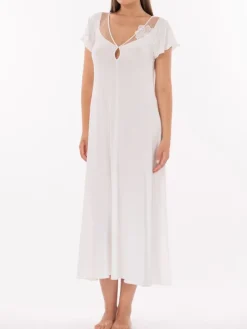 Langes Modal Kurzarm Nachtkleid in weiss von Verdiani