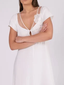 Langes Modal Kurzarm Nachtkleid in weiss von Verdiani