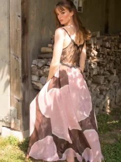 Langes Seidennachthemd MISHA mit Spitze von Marjolaine