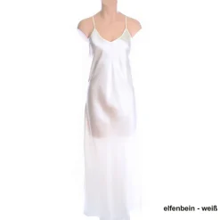 Langes Seidennegligé PIPING uni von Luna di Seta