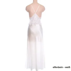 Langes Seidennegligé PIPING uni von Luna di Seta