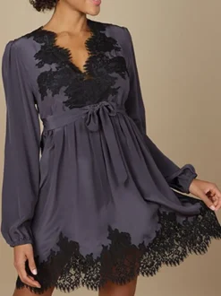 LAST PIECE Crepe-Seide Blusenkleid INDISCRETE dunkelgrau von Marjolaine Größe DE34