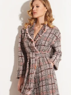 LAST PIECE Jacke KUSCHEL BOUCLE rosa-grau von Chiara Fiorini mit Wolle und Alpaka Größe 42