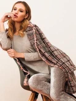 LAST PIECE Jacke KUSCHEL BOUCLE rosa-grau von Chiara Fiorini mit Wolle und Alpaka Größe 42