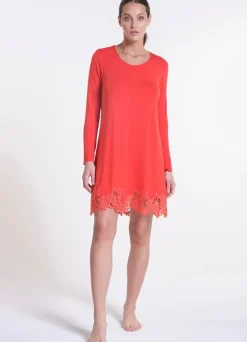 LAST PIECE Langarm Sleepshirt ARANCIO koralle-rot Größe 36 von Verdiani